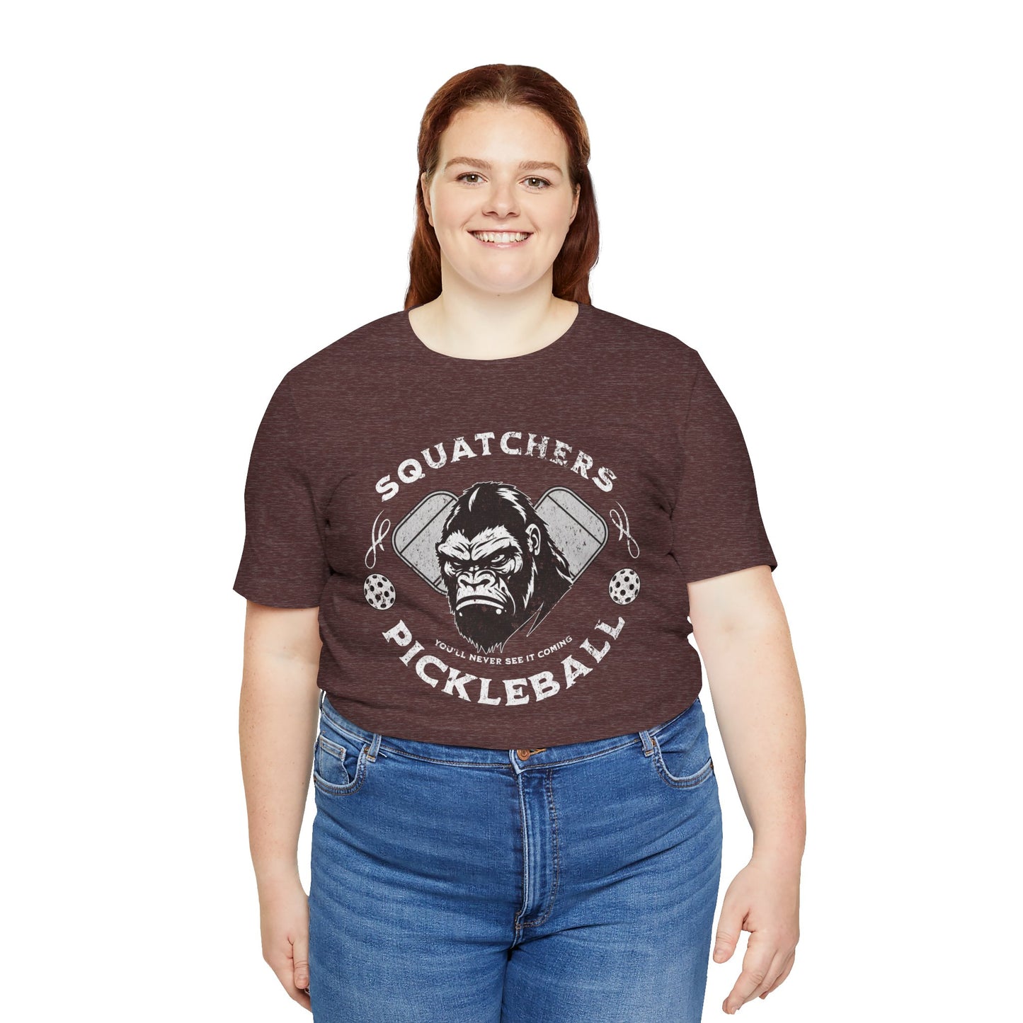 Bigfoot Pickleball Unisex Tee, Sasquatch Fan Shirt, Funny Pickleball Tee, Cryptid Enthusiast Gift, Hiking Shirt