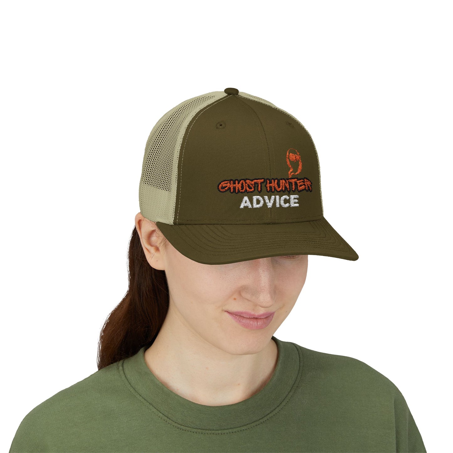 Ghost Hunter Advice Snapback Trucker Cap, Outdoor Hat, Gift for Paranormal Enthusiasts, Halloween Accessory, Trendy Cap