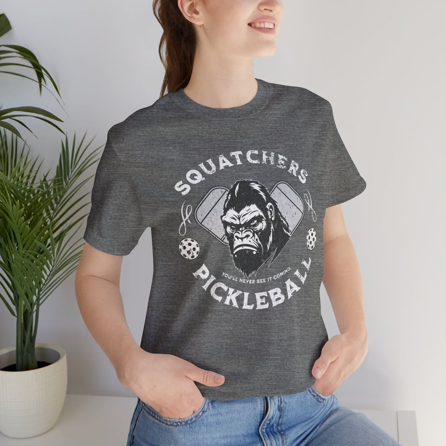Bigfoot Pickleball Unisex Tee, Sasquatch Fan Shirt, Funny Pickleball Tee, Cryptid Enthusiast Gift, Hiking Shirt
