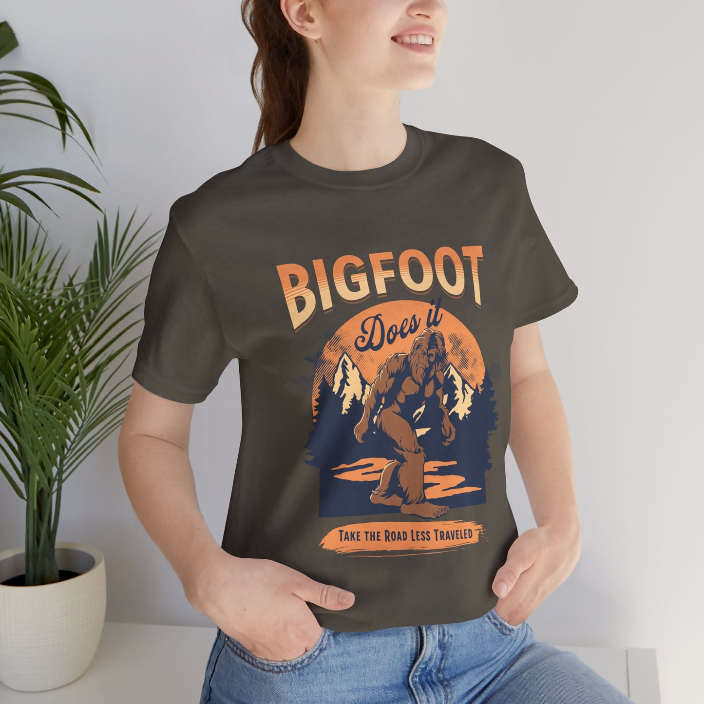 Bigfoot Shirt, Trail less Traveled Shirt, Outdoor Adventure Top, Individual Style Graphic Tee, Hiking Gift
