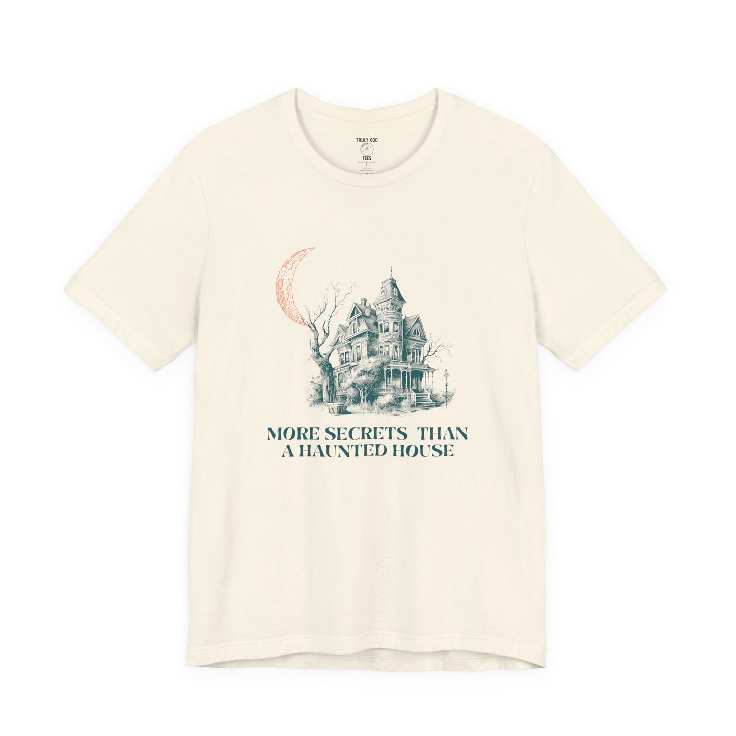Haunted House Secrets Tee, Spooky Short Sleeve Shirt for Halloween, Ghost Lovers Gift, Cozy Casual Wear, Gothic Fashion
