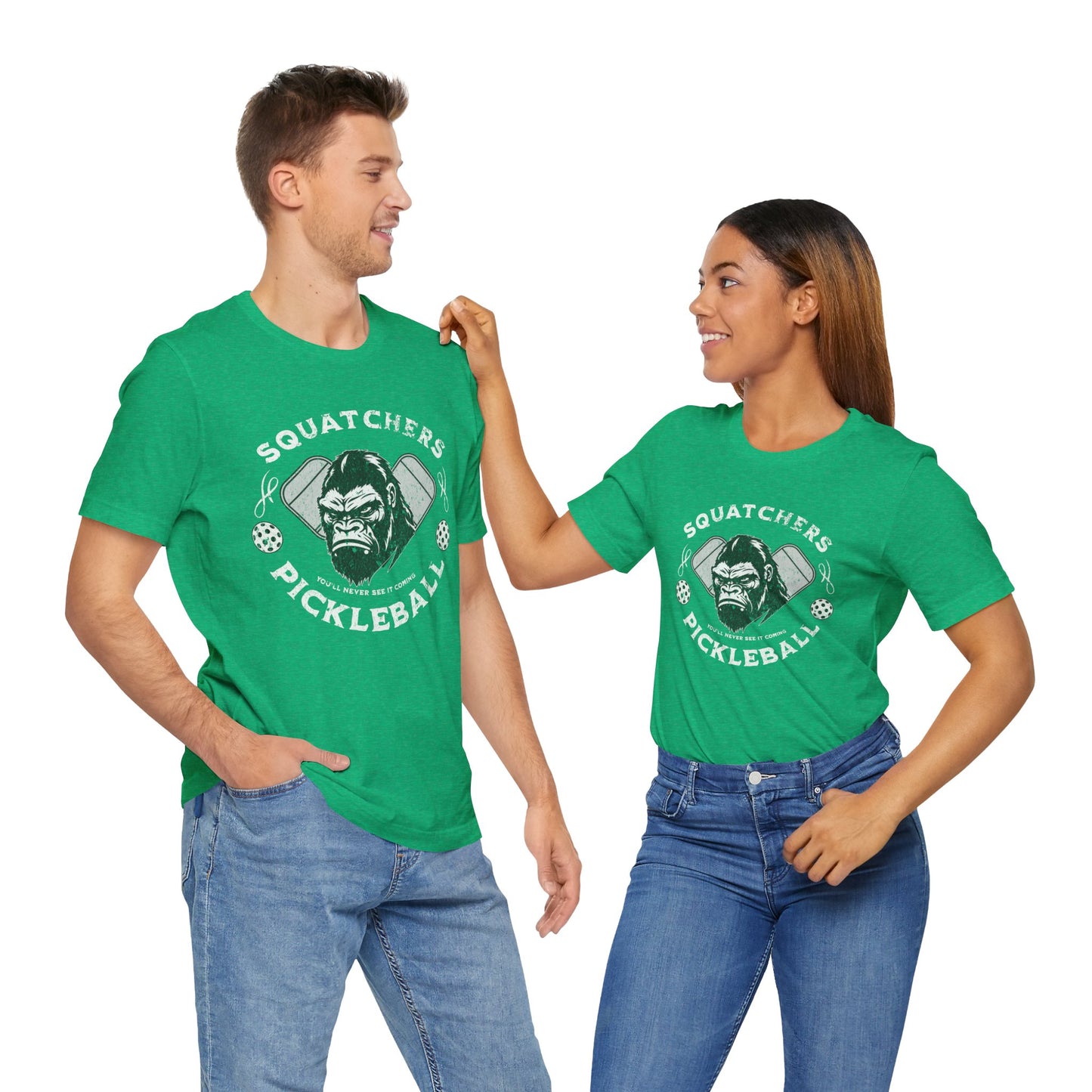 Bigfoot Pickleball Unisex Tee, Sasquatch Fan Shirt, Funny Pickleball Tee, Cryptid Enthusiast Gift, Hiking Shirt