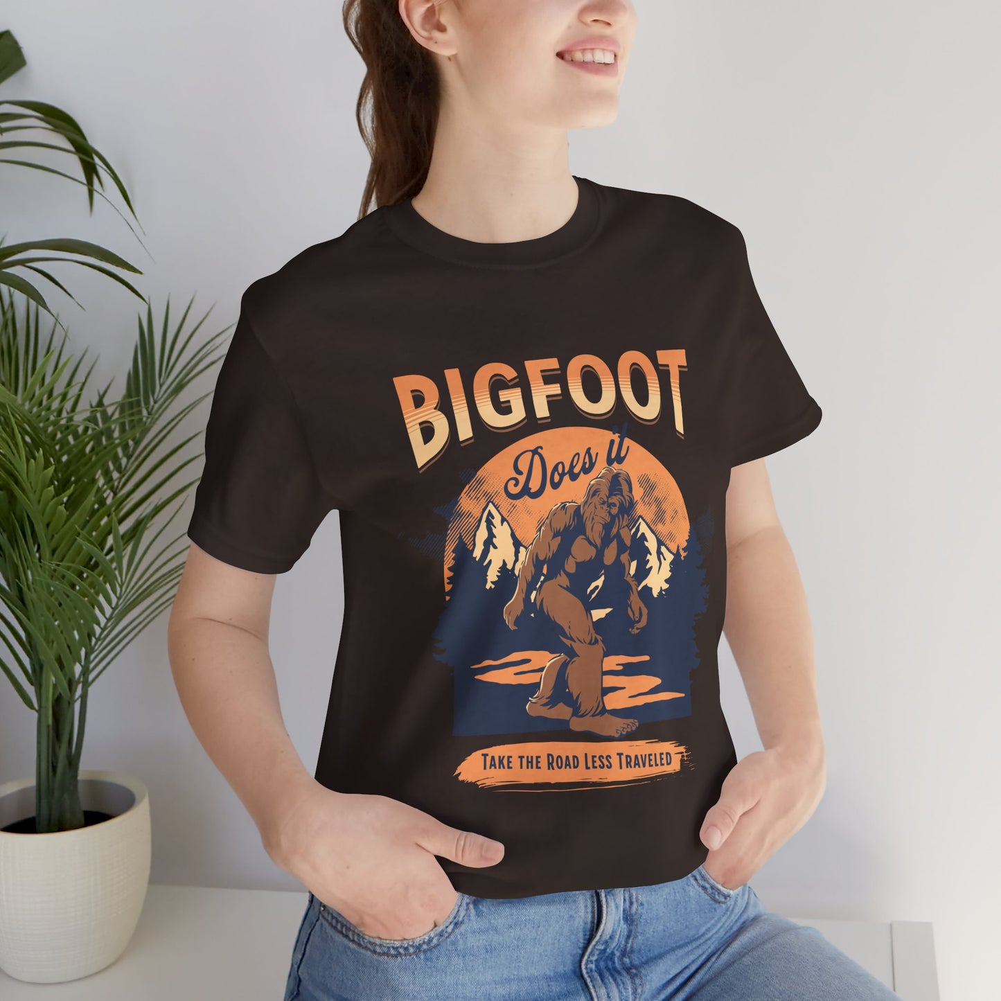 Bigfoot Shirt, Trail less Traveled Shirt, Outdoor Adventure Top, Individual Style Graphic Tee, Hiking Gift