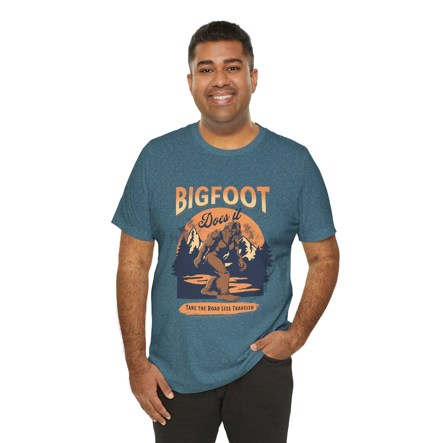 Bigfoot Shirt, Trail less Traveled Shirt, Outdoor Adventure Top, Individual Style Graphic Tee, Hiking Gift