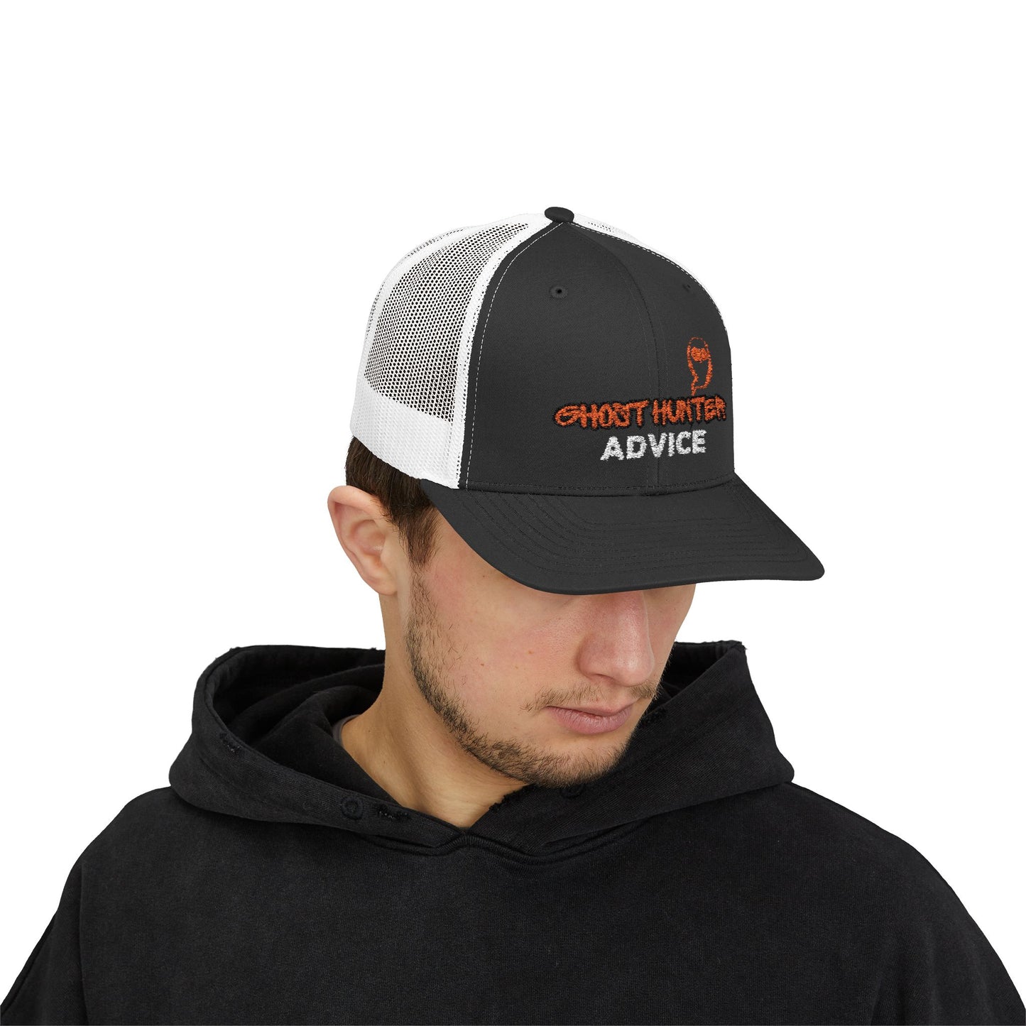 Ghost Hunter Advice Snapback Trucker Cap, Outdoor Hat, Gift for Paranormal Enthusiasts, Halloween Accessory, Trendy Cap