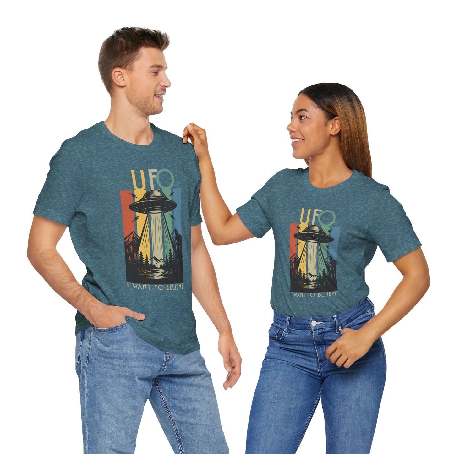 UFO I Want to Believe Graphic Tee, Unisex T-Shirt, Alien Shirt, Space Lover Gift, Retro Style Tee, Fun Casual Wear