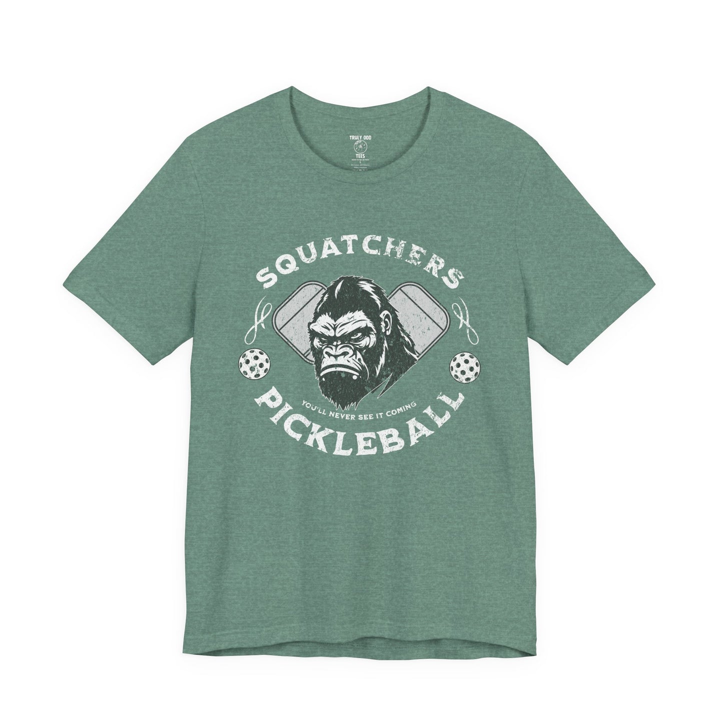 Bigfoot Pickleball Unisex Tee, Sasquatch Fan Shirt, Funny Pickleball Tee, Cryptid Enthusiast Gift, Hiking Shirt