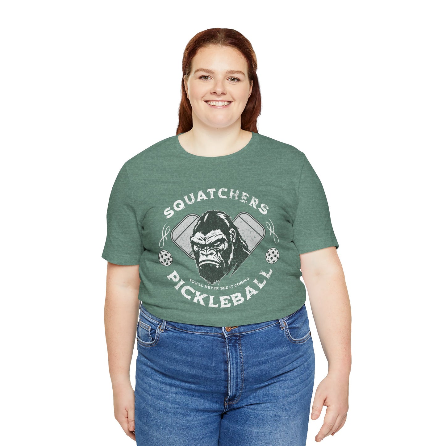 Bigfoot Pickleball Unisex Tee, Sasquatch Fan Shirt, Funny Pickleball Tee, Cryptid Enthusiast Gift, Hiking Shirt