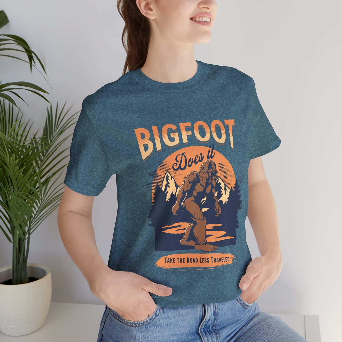 Bigfoot Shirt, Trail less Traveled Shirt, Outdoor Adventure Top, Individual Style Graphic Tee, Hiking Gift