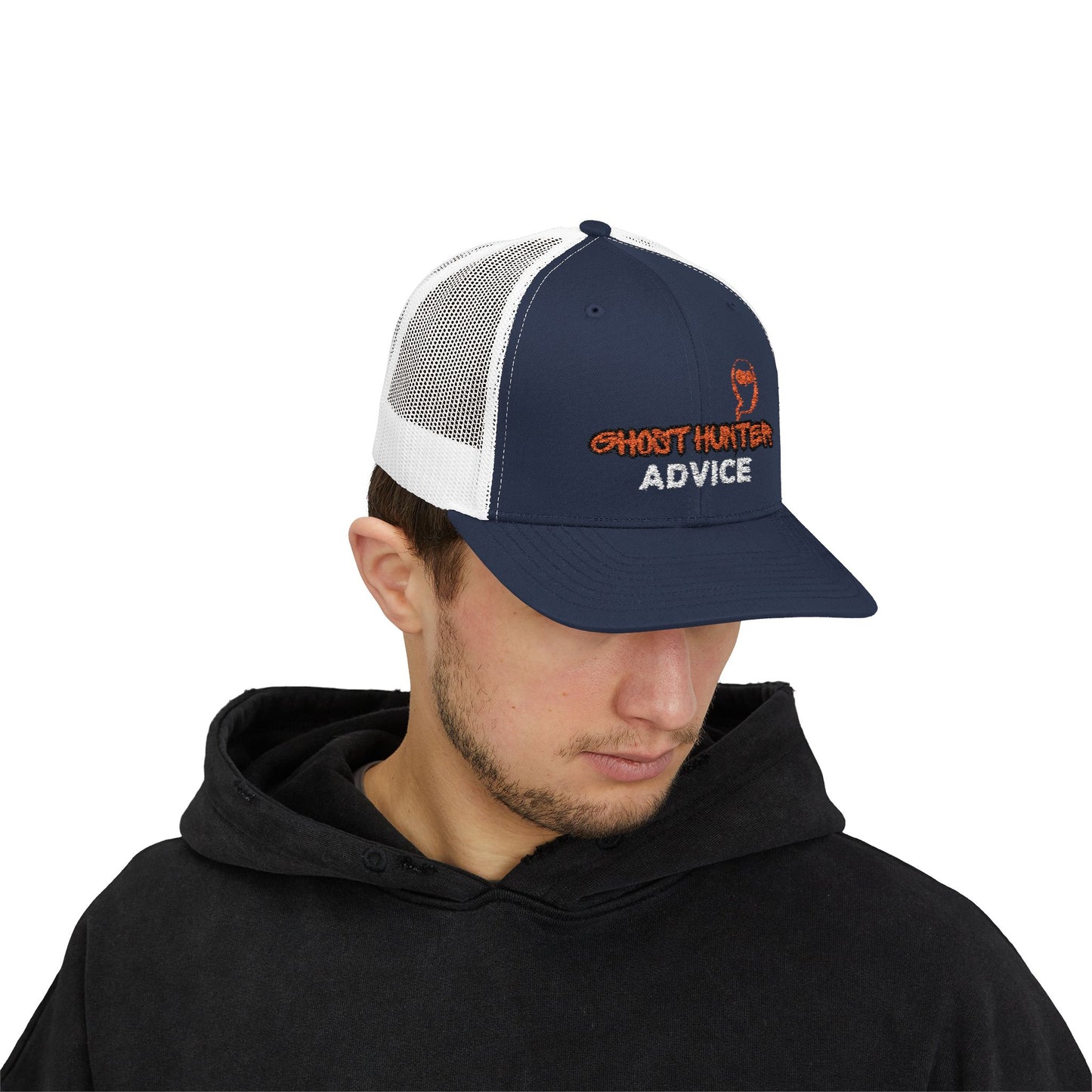 Ghost Hunter Advice Snapback Trucker Cap, Outdoor Hat, Gift for Paranormal Enthusiasts, Halloween Accessory, Trendy Cap