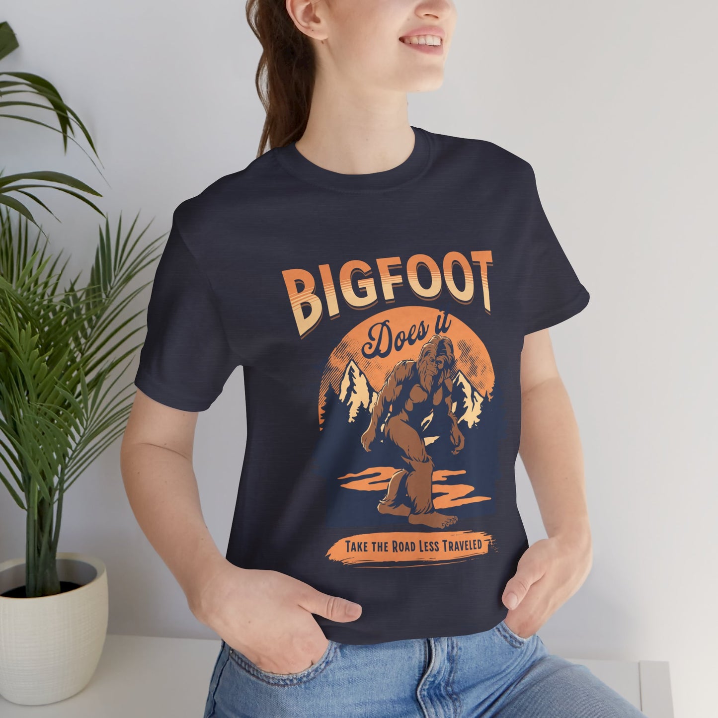 Bigfoot Shirt, Trail less Traveled Shirt, Outdoor Adventure Top, Individual Style Graphic Tee, Hiking Gift