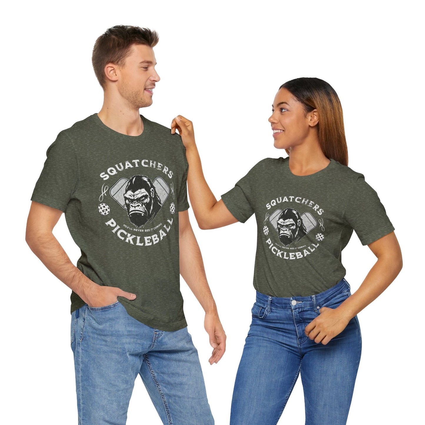 Bigfoot Pickleball Unisex Tee, Sasquatch Fan Shirt, Funny Pickleball Tee, Cryptid Enthusiast Gift, Hiking Shirt