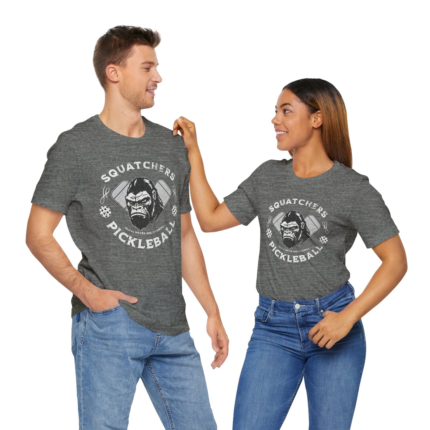Bigfoot Pickleball Unisex Tee, Sasquatch Fan Shirt, Funny Pickleball Tee, Cryptid Enthusiast Gift, Hiking Shirt