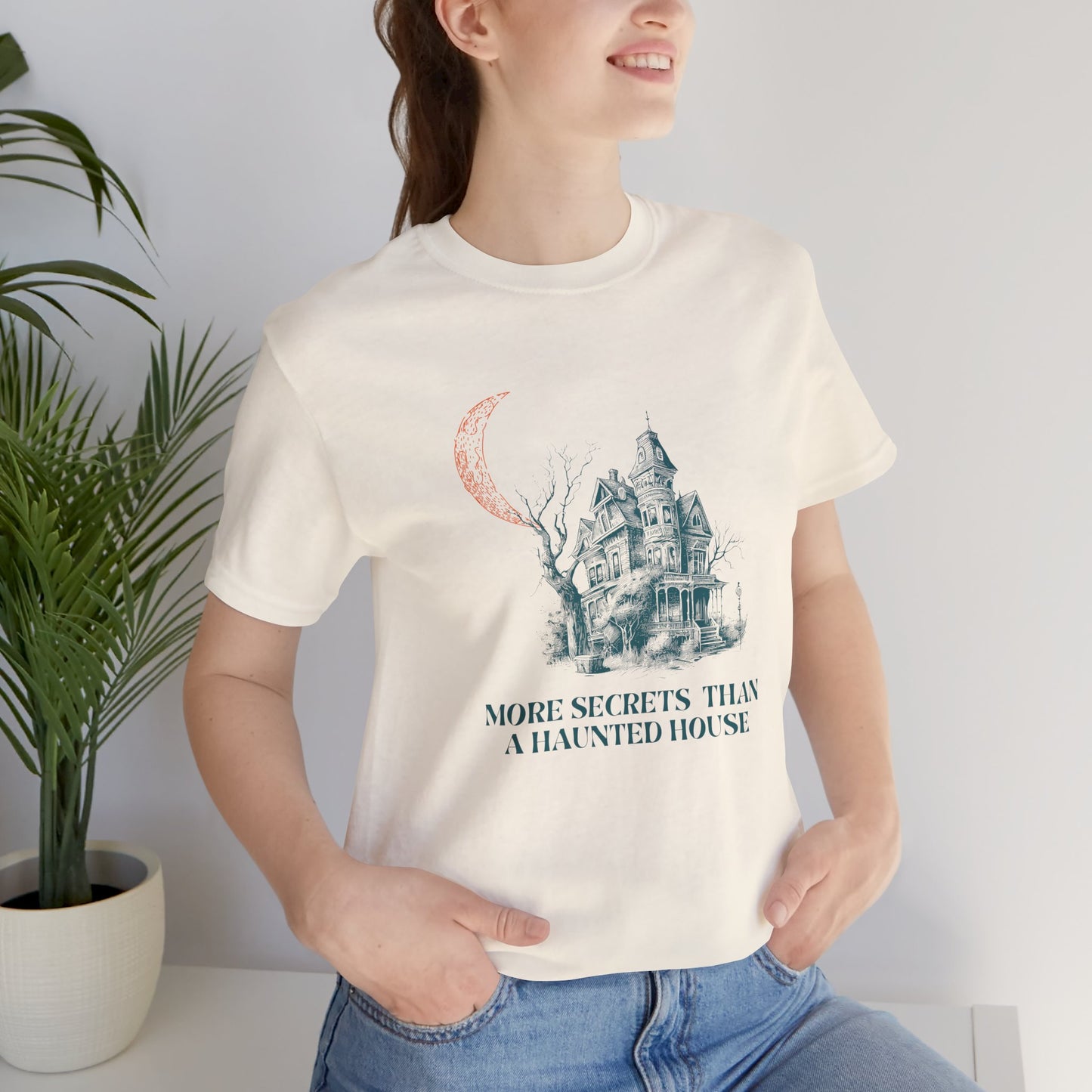 Haunted House Secrets Tee, Spooky Short Sleeve Shirt for Halloween, Ghost Lovers Gift, Cozy Casual Wear, Gothic Fashion