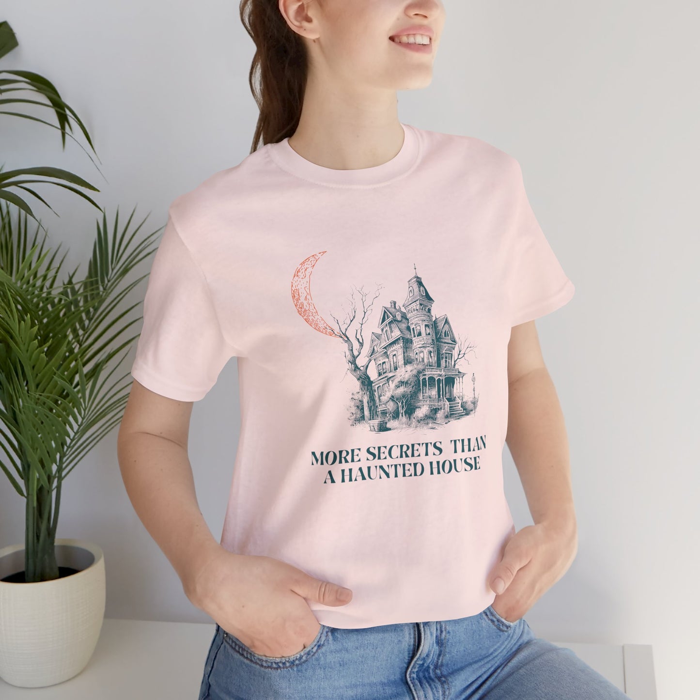 Haunted House Secrets Tee, Spooky Short Sleeve Shirt for Halloween, Ghost Lovers Gift, Cozy Casual Wear, Gothic Fashion