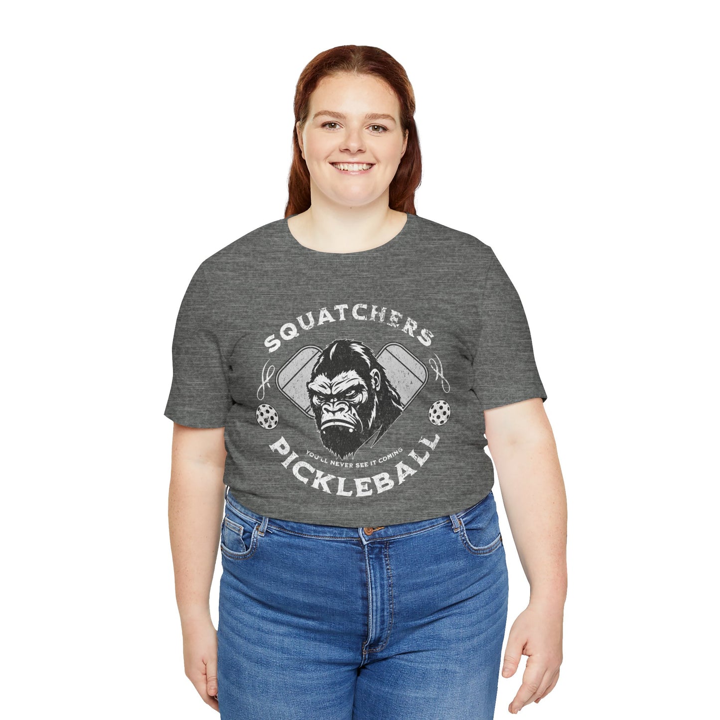Bigfoot Pickleball Unisex Tee, Sasquatch Fan Shirt, Funny Pickleball Tee, Cryptid Enthusiast Gift, Hiking Shirt