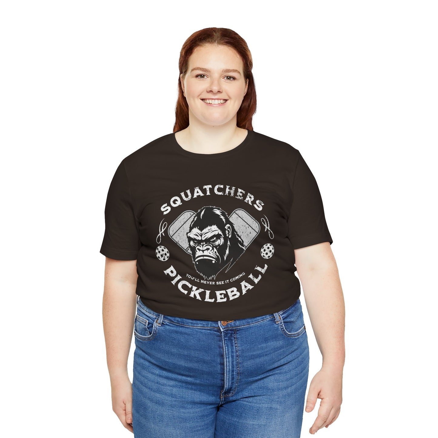 Bigfoot Pickleball Unisex Tee, Sasquatch Fan Shirt, Funny Pickleball Tee, Cryptid Enthusiast Gift, Hiking Shirt