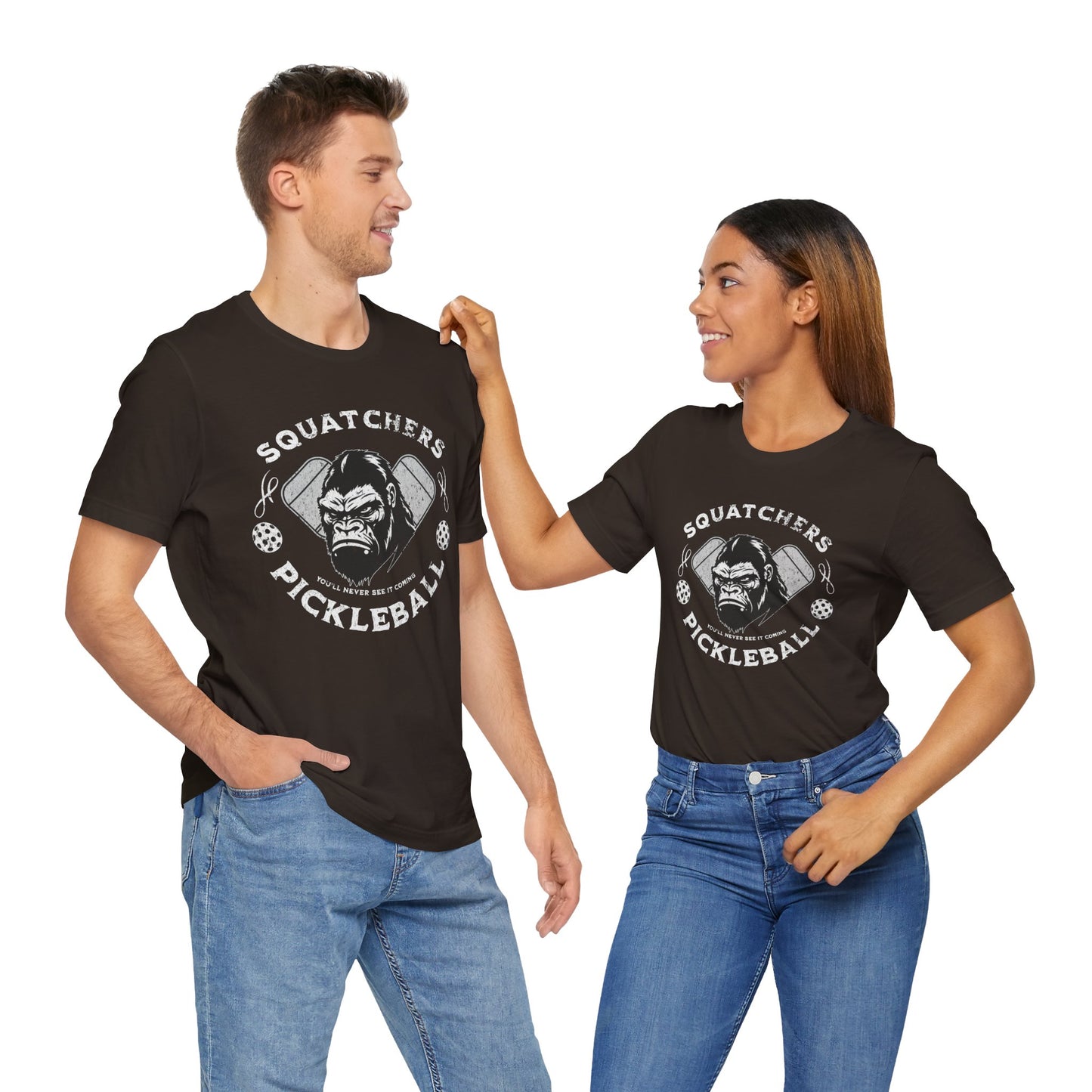 Bigfoot Pickleball Unisex Tee, Sasquatch Fan Shirt, Funny Pickleball Tee, Cryptid Enthusiast Gift, Hiking Shirt