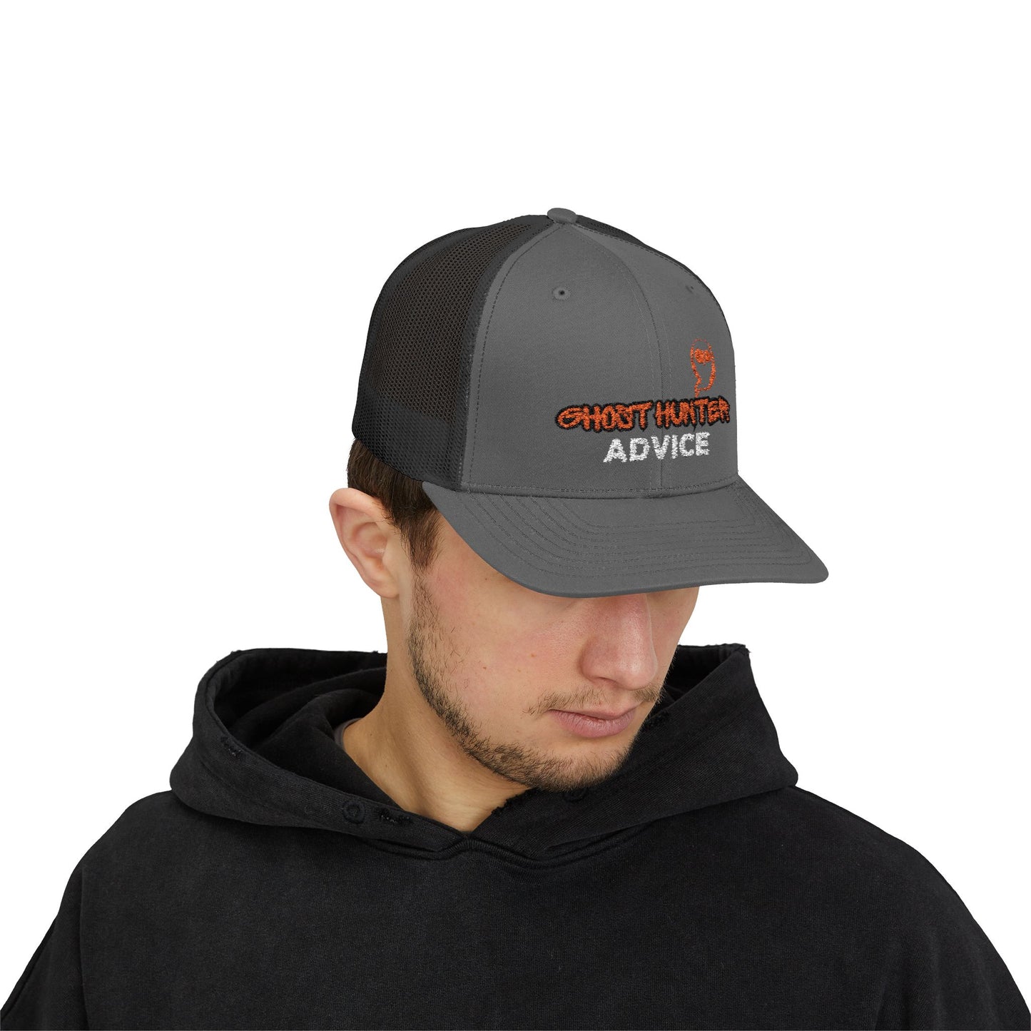Ghost Hunter Advice Snapback Trucker Cap, Outdoor Hat, Gift for Paranormal Enthusiasts, Halloween Accessory, Trendy Cap