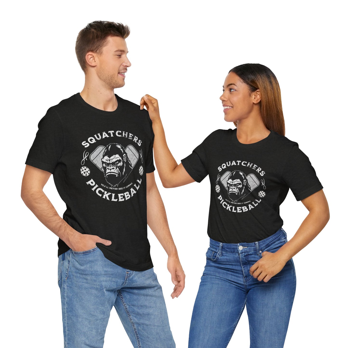 Bigfoot Pickleball Unisex Tee, Sasquatch Fan Shirt, Funny Pickleball Tee, Cryptid Enthusiast Gift, Hiking Shirt