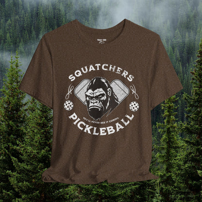 Bigfoot Pickleball Unisex Tee, Sasquatch Fan Shirt, Funny Pickleball Tee, Cryptid Enthusiast Gift, Hiking Shirt