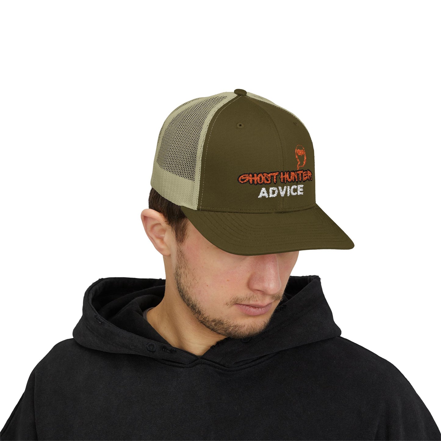 Ghost Hunter Advice Snapback Trucker Cap, Outdoor Hat, Gift for Paranormal Enthusiasts, Halloween Accessory, Trendy Cap