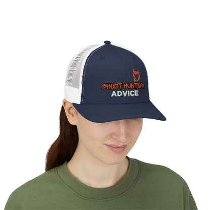 Ghost Hunter Advice Snapback Trucker Cap, Outdoor Hat, Gift for Paranormal Enthusiasts, Halloween Accessory, Trendy Cap