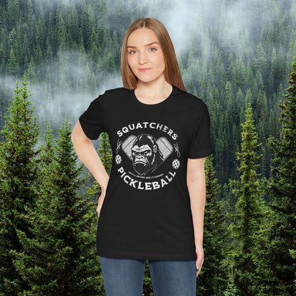 Bigfoot Pickleball Unisex Tee, Sasquatch Fan Shirt, Funny Pickleball Tee, Cryptid Enthusiast Gift, Hiking Shirt