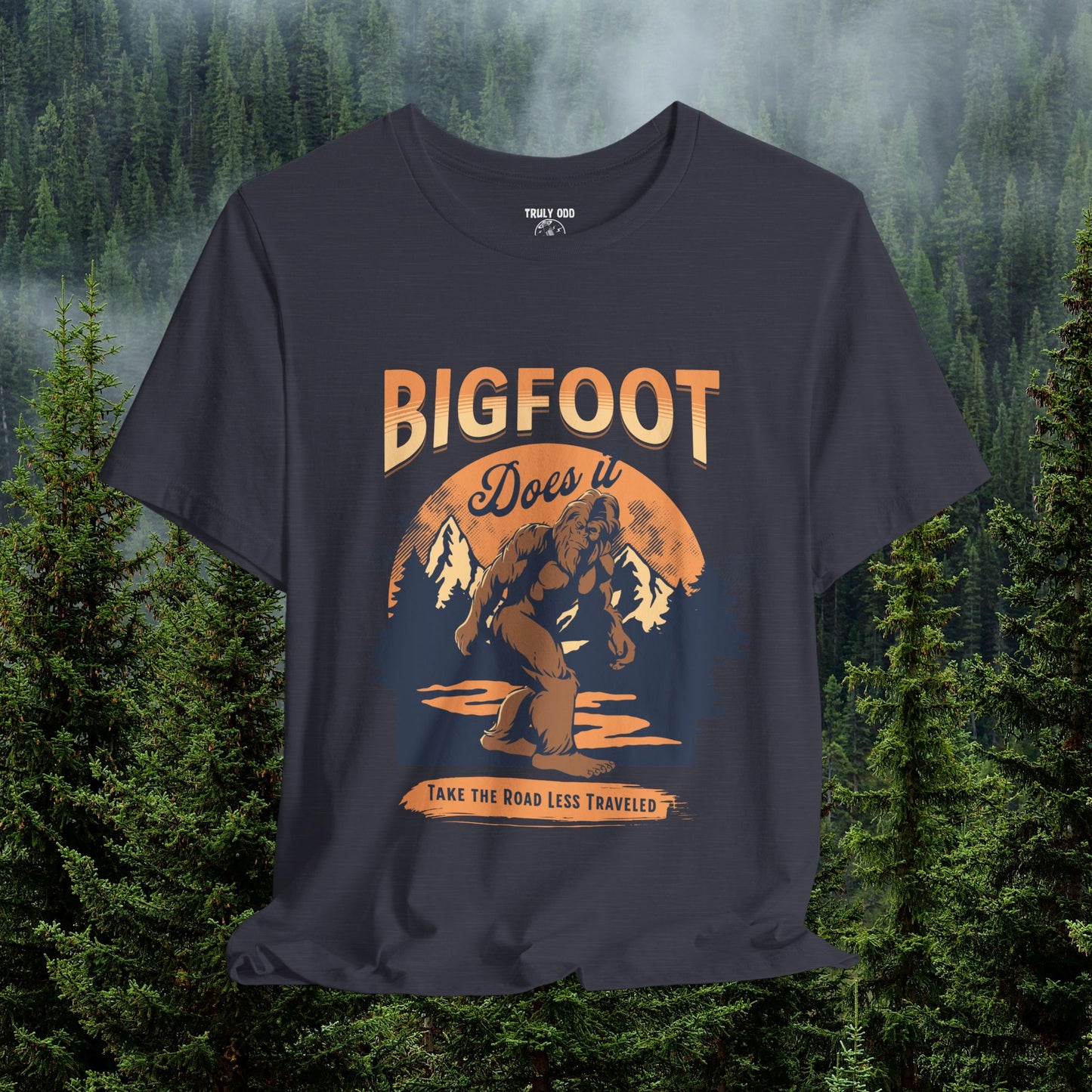 Bigfoot Shirt, Trail less Traveled Shirt, Outdoor Adventure Top, Individual Style Graphic Tee, Hiking Gift