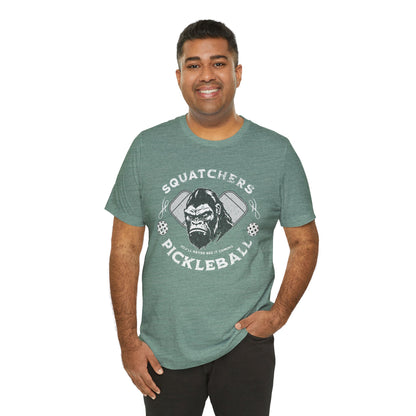 Bigfoot Pickleball Unisex Tee, Sasquatch Fan Shirt, Funny Pickleball Tee, Cryptid Enthusiast Gift, Hiking Shirt