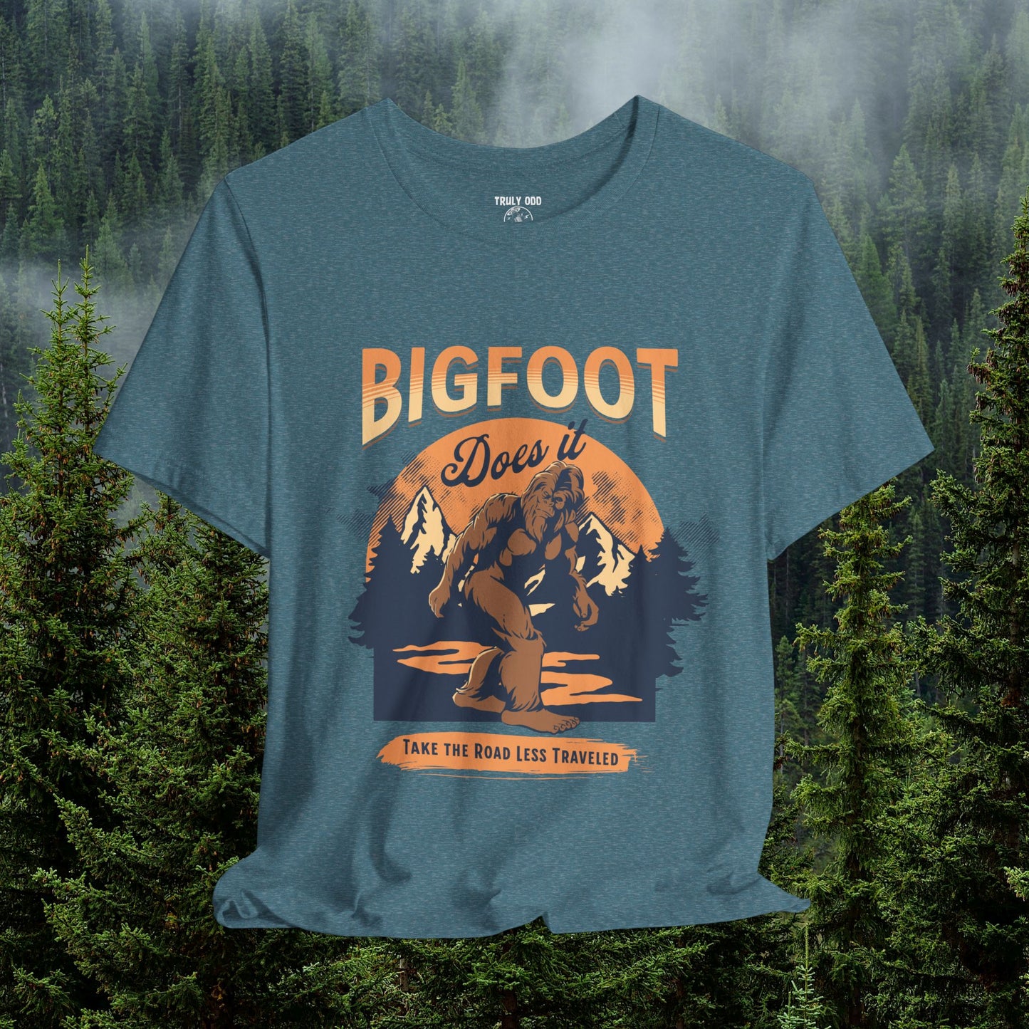 Bigfoot Shirt, Trail less Traveled Shirt, Outdoor Adventure Top, Individual Style Graphic Tee, Hiking Gift