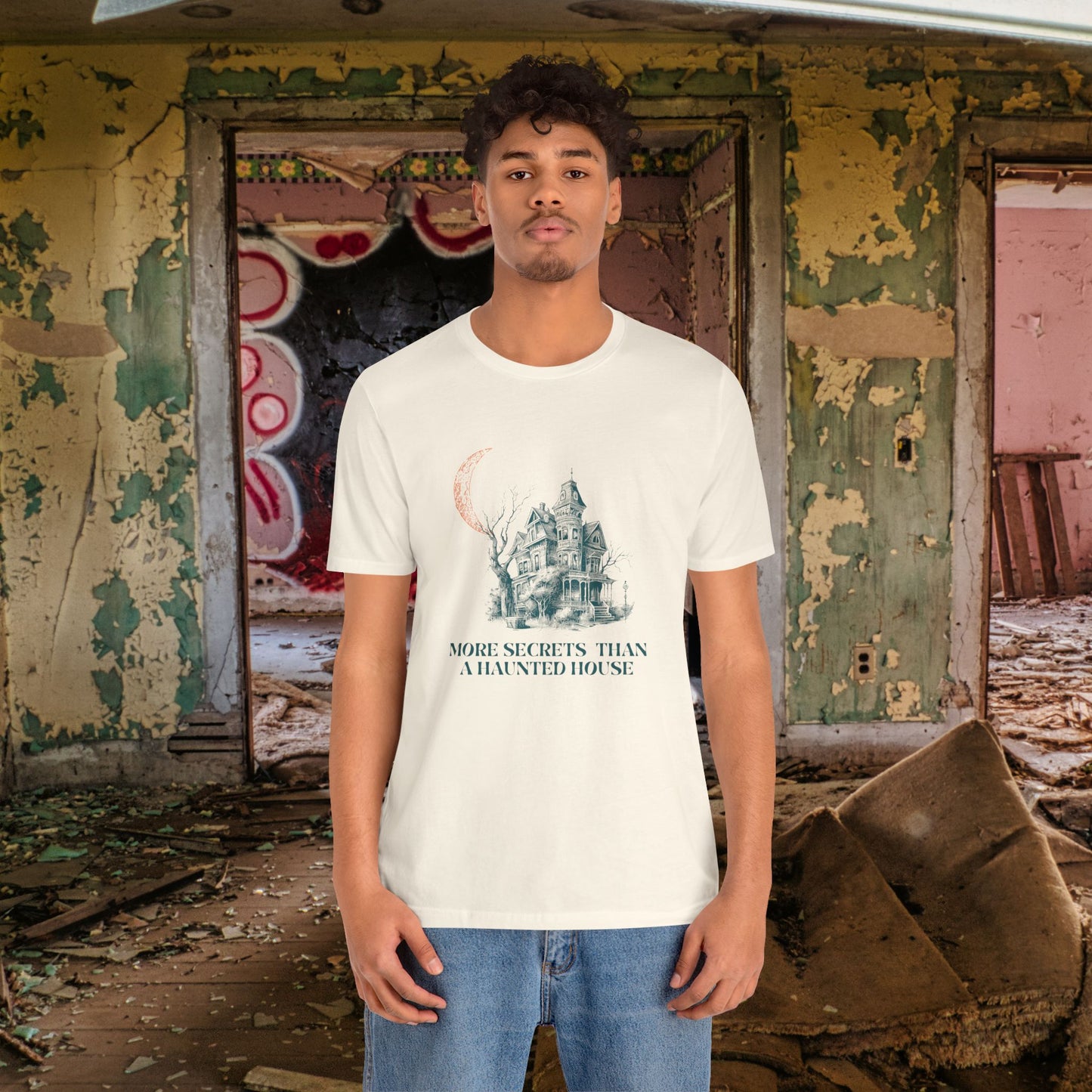 Haunted House Secrets Tee, Spooky Short Sleeve Shirt for Halloween, Ghost Lovers Gift, Cozy Casual Wear, Gothic Fashion