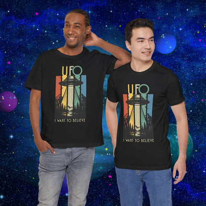 UFO I Want to Believe Graphic Tee, Unisex T-Shirt, Alien Shirt, Space Lover Gift, Retro Style Tee, Fun Casual Wear