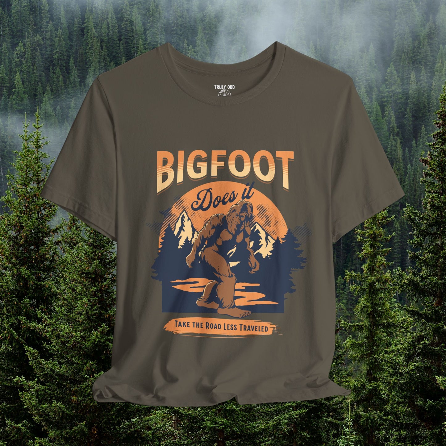 Bigfoot Shirt, Trail less Traveled Shirt, Outdoor Adventure Top, Individual Style Graphic Tee, Hiking Gift