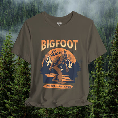 Bigfoot Shirt, Trail less Traveled Shirt, Outdoor Adventure Top, Individual Style Graphic Tee, Hiking Gift