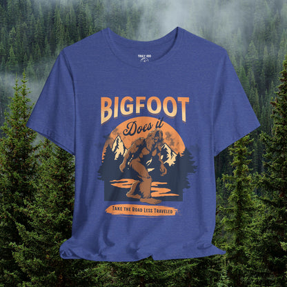 Bigfoot Shirt, Trail less Traveled Shirt, Outdoor Adventure Top, Individual Style Graphic Tee, Hiking Gift