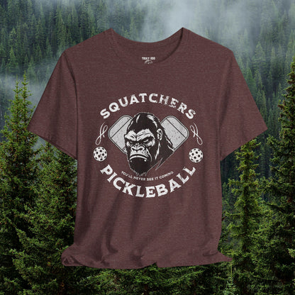 Bigfoot Pickleball Unisex Tee, Sasquatch Fan Shirt, Funny Pickleball Tee, Cryptid Enthusiast Gift, Hiking Shirt