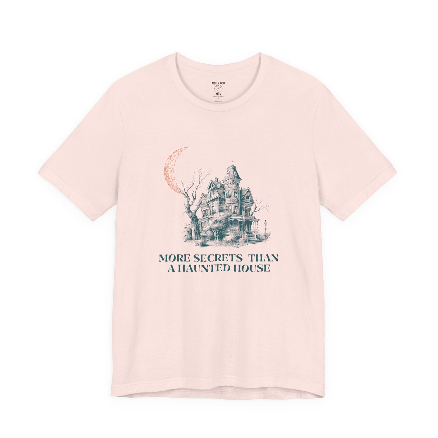Haunted House Secrets Tee, Spooky Short Sleeve Shirt for Halloween, Ghost Lovers Gift, Cozy Casual Wear, Gothic Fashion