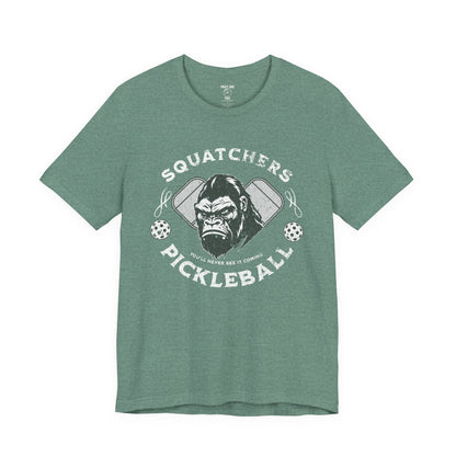 Bigfoot Pickleball Unisex Tee, Sasquatch Fan Shirt, Funny Pickleball Tee, Cryptid Enthusiast Gift, Hiking Shirt