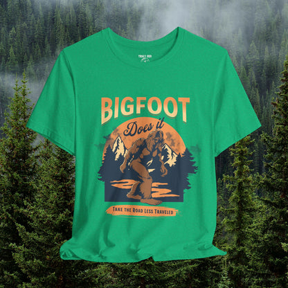 Bigfoot Shirt, Trail less Traveled Shirt, Outdoor Adventure Top, Individual Style Graphic Tee, Hiking Gift
