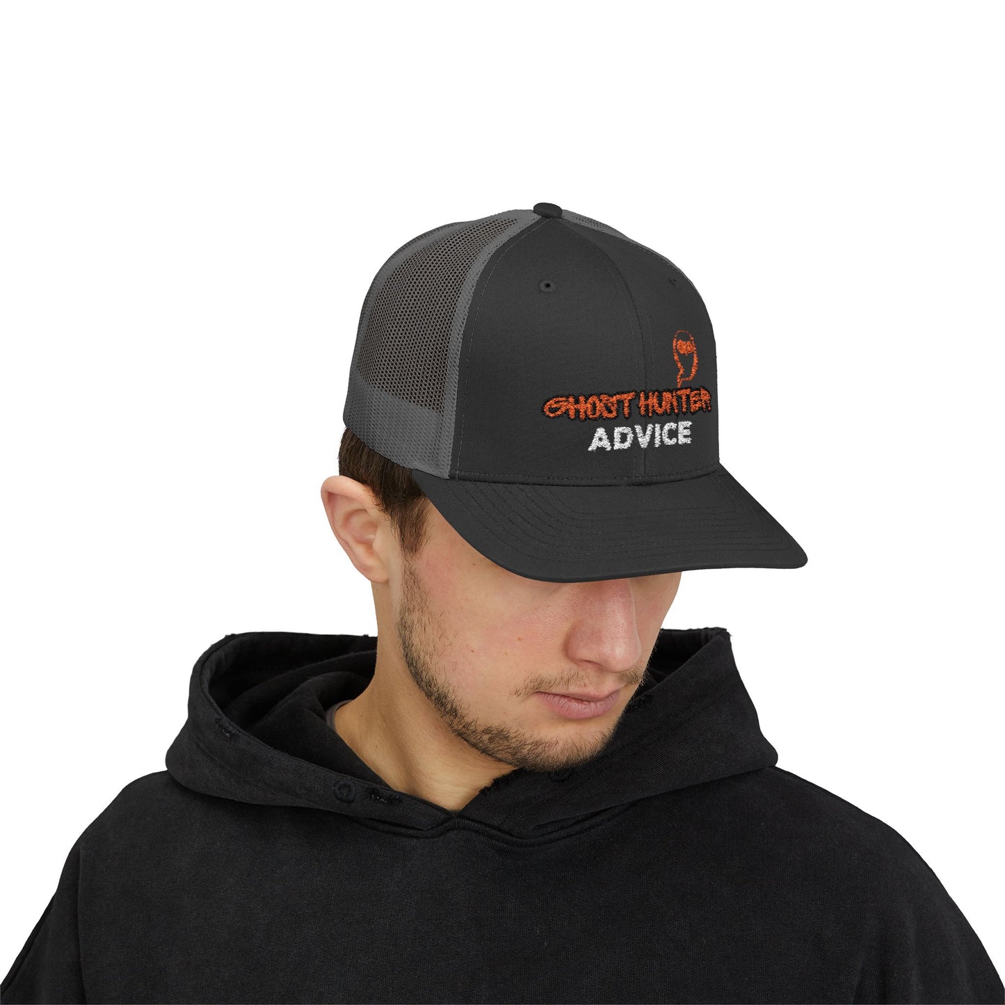 Ghost Hunter Advice Snapback Trucker Cap, Outdoor Hat, Gift for Paranormal Enthusiasts, Halloween Accessory, Trendy Cap
