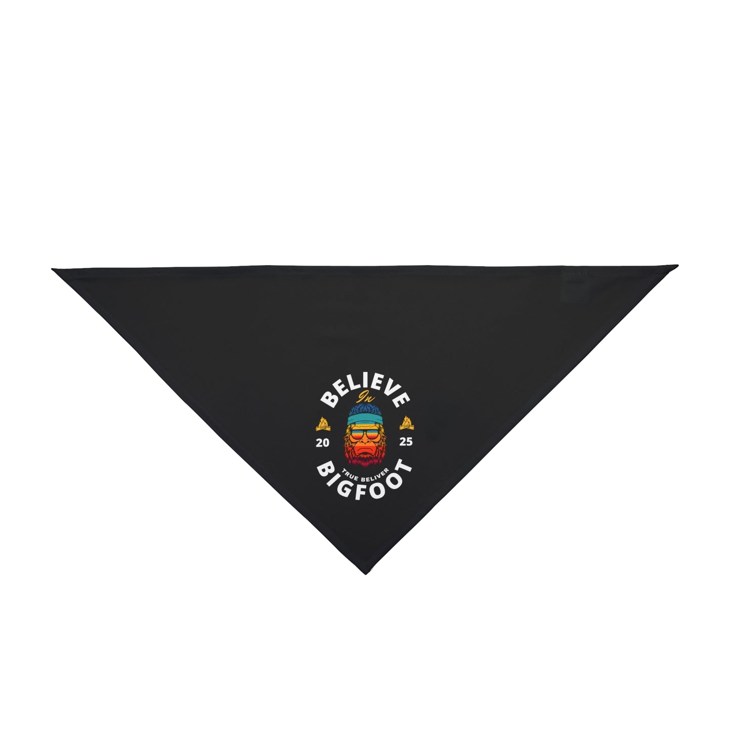 Pet Bandana — 'Believe Bigfoot' Retro Sasquatch Dog & Cat Bandana, Outdoor Adventure Pet Accessory