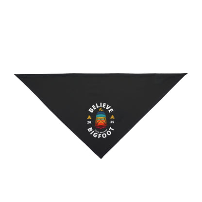 Pet Bandana — 'Believe Bigfoot' Retro Sasquatch Dog & Cat Bandana, Outdoor Adventure Pet Accessory