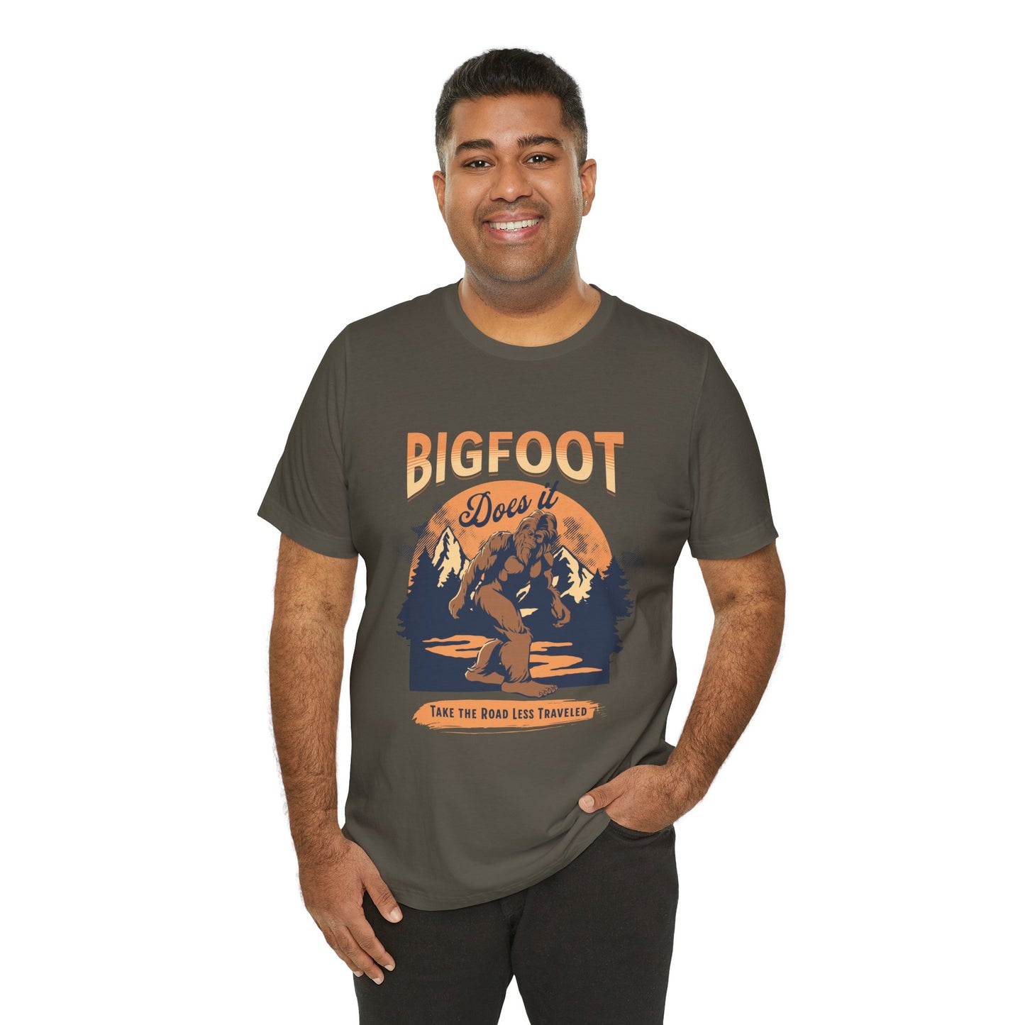 Bigfoot Shirt, Trail less Traveled Shirt, Outdoor Adventure Top, Individual Style Graphic Tee, Hiking Gift